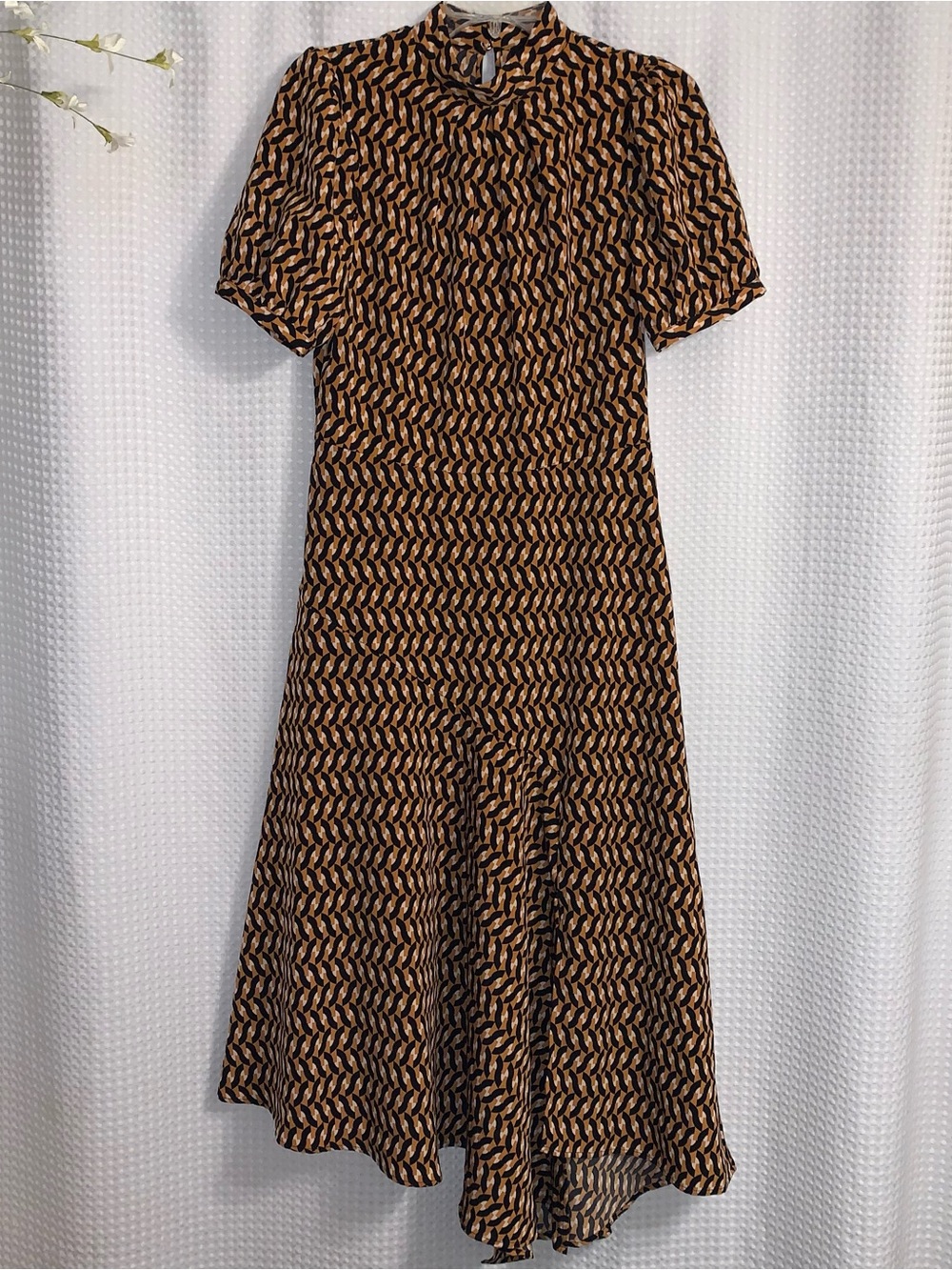 Who What Wear Geometric Print Short Puff Sleeve Tiered Ruffle Maxi Dress
